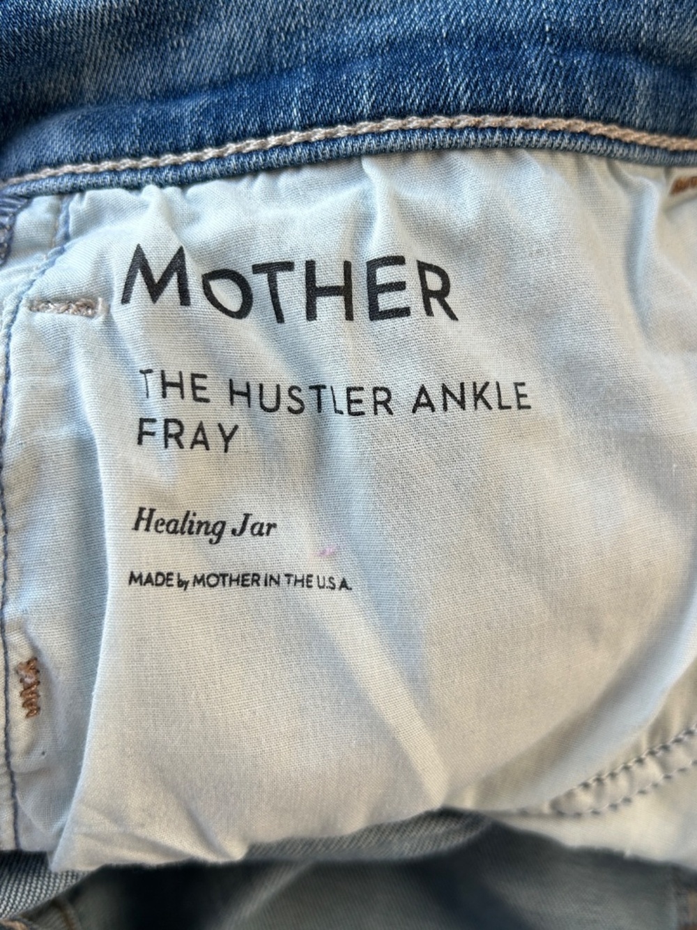 Mother Jeans size 31 Hustler Ankle Fray Healing Jar blue medium wash raw hem - Picture 12 of 16